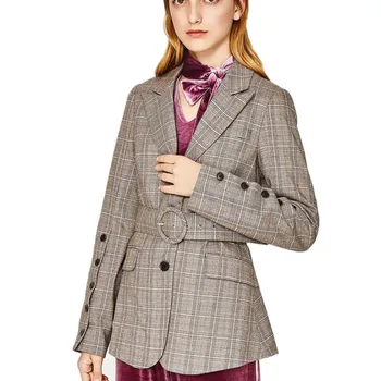 2020 autumn Office Lady Plaid Blazer Women Suit Blazers Formal Jackets Women Elegant Notched Work Blazer
2020 autumn Office Lady Plaid Blazer Women Suit Blazers Formal Jackets Women Elegant Notched Work Blazer