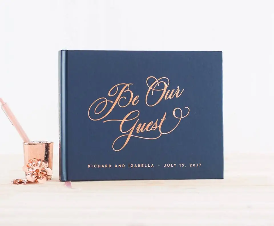 

personalize Rose Gold Foil Be Our Guest wedding landscape guestbooks sign in guest book wedding photo book wedding planner books