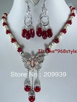 huij 002035 Fashion Feast Genuine Set Red Jade Agate Pearl Butterfly Earring Necklace
huij 002035 Fashion Feast Genuine Set Red Jade Agate Pearl Butterfly Earring Necklace