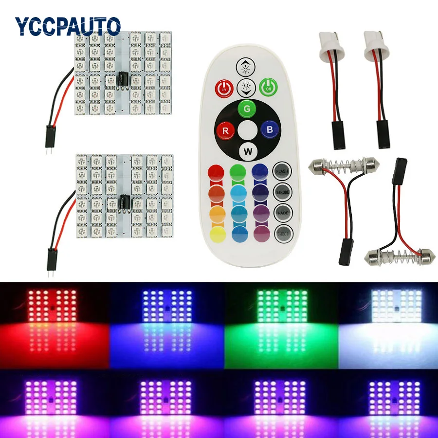 Car Reading Map Lamp T10 Festoon Dome RGB LED Panel Auto Interior Bulb Light with Remote Control 36smd Flash Strobe 2pcs
Car Reading Map Lamp T10 Festoon Dome RGB LED Panel Auto Interior Bulb Light with Remote Control 36smd Flash Strobe 2pcs