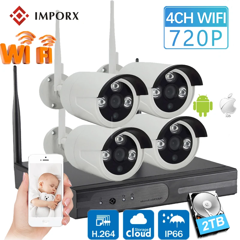 CCTV System 720P 4CH Wireless NVR kit Outdoor IR Night Vision 1MP 4PCS IP Wifi IP CCTV Camera Security System Surveillance Kit
CCTV System 720P 4CH Wireless NVR kit Outdoor IR Night Vision 1MP 4PCS IP Wifi IP CCTV Camera Security System Surveillance Kit