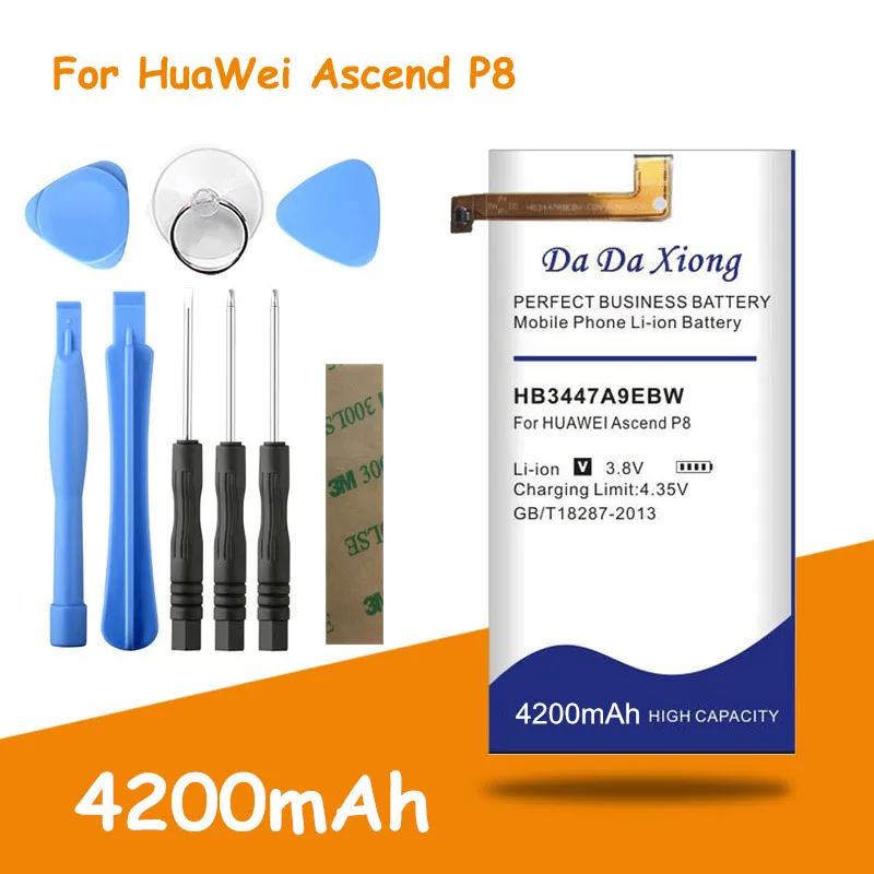 High capacity 4200mAh HB3447A9EBW Battery for Huawei Ascend P8 GRA-L09 GPA-UL00 CL00 TL00 UL10Replacement batteries + free tools
High capacity 4200mAh HB3447A9EBW Battery for Huawei Ascend P8 GRA-L09 GPA-UL00 CL00 TL00 UL10Replacement batteries + free tools