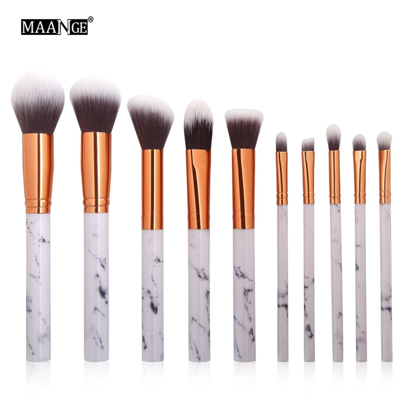 

MAANGE 10pcs Pro Makeup Brushes Set Marble Pattern Eye Shadow Blending Eyeliner Eyelash Eyebrow Powder Contour Make Up Brush set