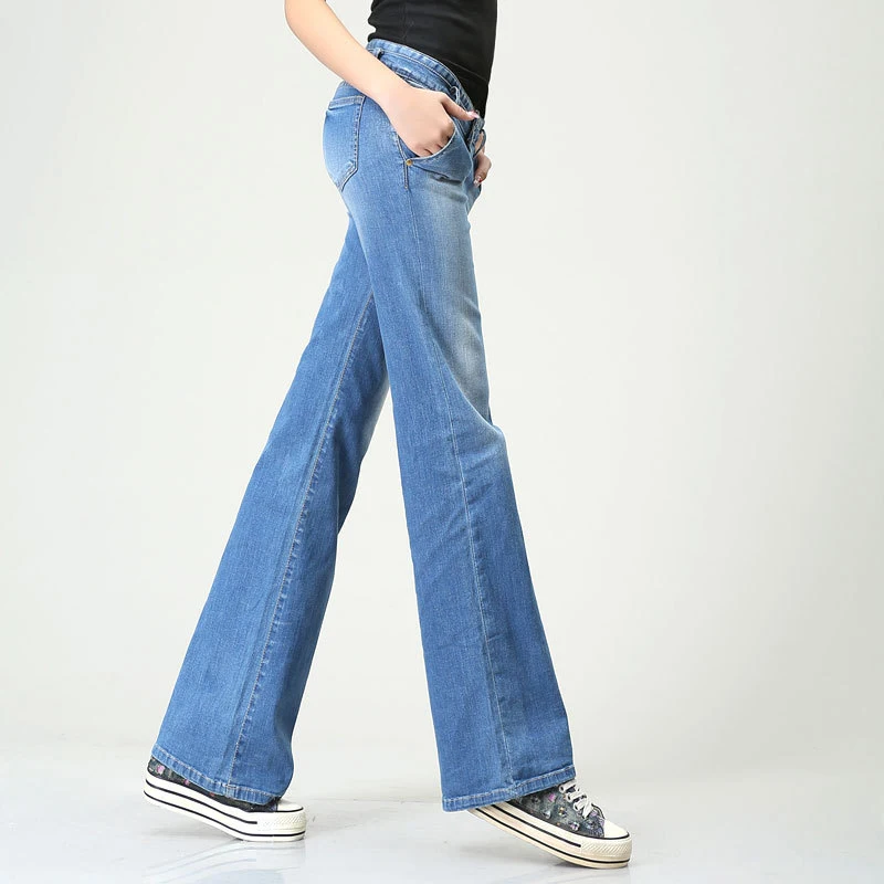 Для женщин Джинсы для Свободные низкой талией Pantalones vaqueros Mujer клеш Flare женские