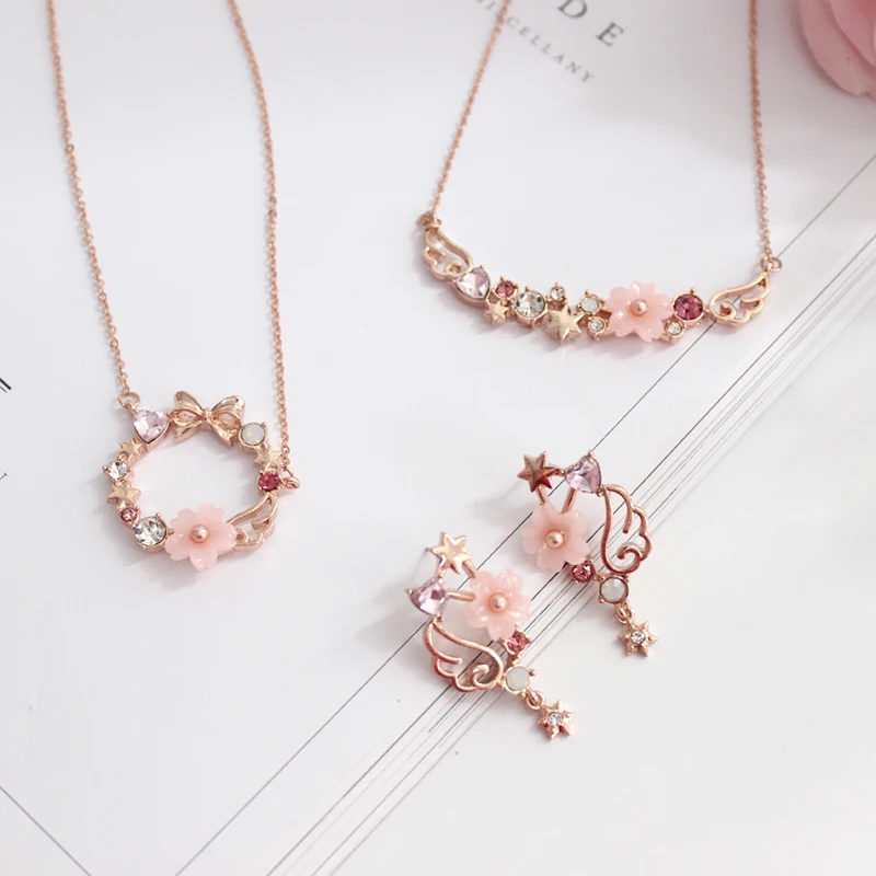Free Shipping Metal Sakura Wing Flower Bow Necklace For Women Fashion Crystal Round Geometry Sailor Moon Pendant jewelry
Free Shipping Metal Sakura Wing Flower Bow Necklace For Women Fashion Crystal Round Geometry Sailor Moon Pendant jewelry