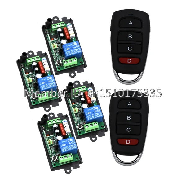 AC 220V 1channel 10A rf wireless remote control switch system 4 Receiver & 2 Transmitter 315MHZ/433 MHZ
AC 220V 1channel 10A rf wireless remote control switch system 4 Receiver & 2 Transmitter 315MHZ/433 MHZ