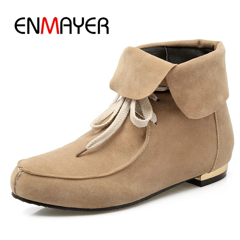 ENMAYER Spring Woman Flat with Boots Short Plush Slid Lace-up shoes High Quality Casual Hand Made Shoes Size 34-43 ZYL073
ENMAYER Spring Woman Flat with Boots Short Plush Slid Lace-up shoes High Quality Casual Hand Made Shoes Size 34-43 ZYL073