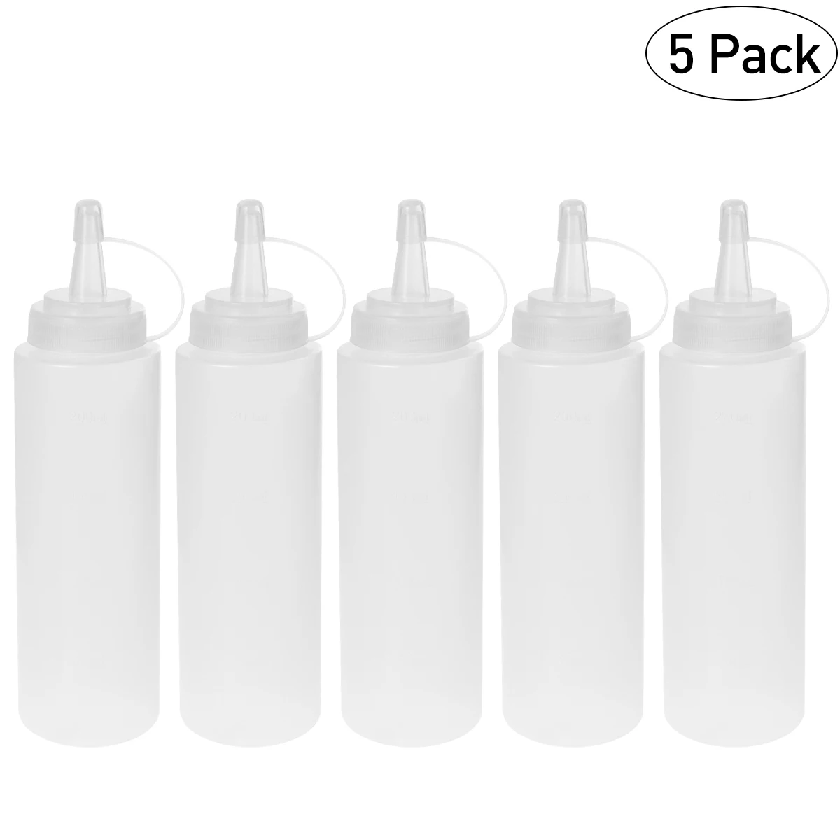 5pcs 200ml Plastic Squeeze Squirt Condiment Bottles with Twist On Cap Lids Top Dispensers for Ketchup Sauces Olive Oil BBQ Set 
5pcs 200ml Plastic Squeeze Squirt Condiment Bottles with Twist On Cap Lids Top Dispensers for Ketchup Sauces Olive Oil BBQ Set