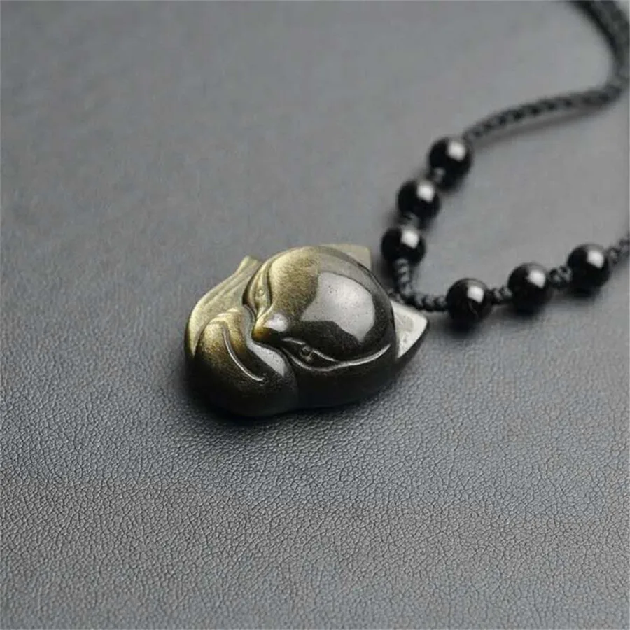 4 Styles Genuine Natural Gold Obsidian Gemstone Carving Design Round Bead Pendant Pi Xiu Woman Men Drop Shipping 45mm (3)