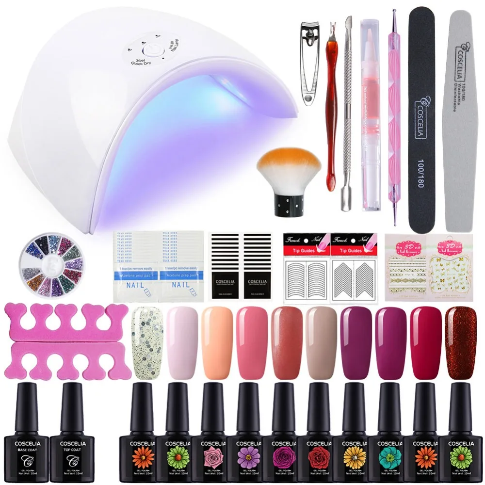 36W UV Lamp Optional Nail 10 Pc UV Gel Nail Polish Kit Professional Nail Art Set For Beginners Manicure Machine Art Tools Set
36W UV Lamp Optional Nail 10 Pc UV Gel Nail Polish Kit Professional Nail Art Set For Beginners Manicure Machine Art Tools Set