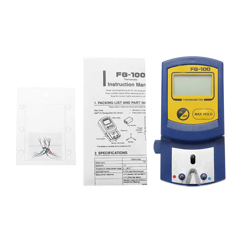 FG-100 Digital Soldering Iron Tip Thermometer Soldering Iron Tip Temperature Tester 0-700 C with 5pcs Thermometer sensor
FG-100 Digital Soldering Iron Tip Thermometer Soldering Iron Tip Temperature Tester 0-700 C with 5pcs Thermometer sensor