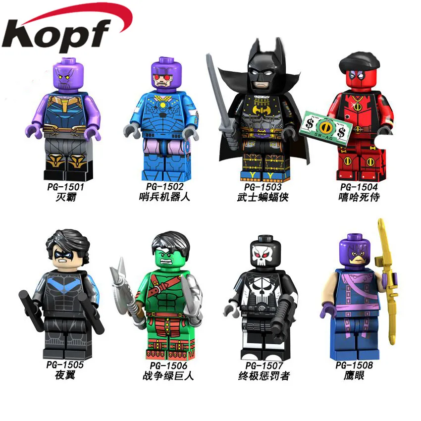 Single Sale Building Blocks Super Heroes Infinity War Thanos Hulk Batman Deadpool Dick Grayson Punisher Toys For Children PG8121
Single Sale Building Blocks Super Heroes Infinity War Thanos Hulk Batman Deadpool Dick Grayson Punisher Toys For Children PG8121