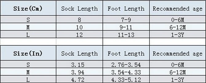 Sock Size Chart Baby