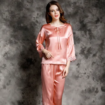 CEARPION Women Pajama Set 100% Silk Sleepwear 2Pcs Shirt & Pants Nightgown Summer Long Pajamas Suit Female Night Wear
CEARPION Women Pajama Set 100% Silk Sleepwear 2Pcs Shirt & Pants Nightgown Summer Long Pajamas Suit Female Night Wear