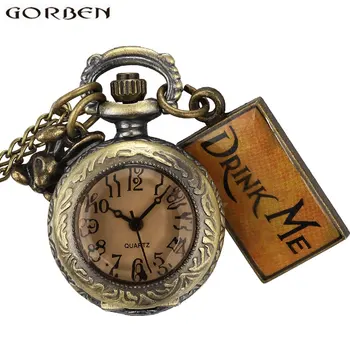 Vintage Alice In Wonderland Drink Me Tag Quartz Pocket Watch With Chain Penants For Women Girl Children
Vintage Alice In Wonderland Drink Me Tag Quartz Pocket Watch With Chain Penants For Women Girl Children