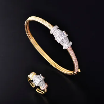 Blucome Luxury Classic Bangle Ring Sets Tricolor Zircon Copper Jewelry Sets For Women Party Wedding Anniversary Accessories Gift
Blucome Luxury Classic Bangle Ring Sets Tricolor Zircon Copper Jewelry Sets For Women Party Wedding Anniversary Accessories Gift