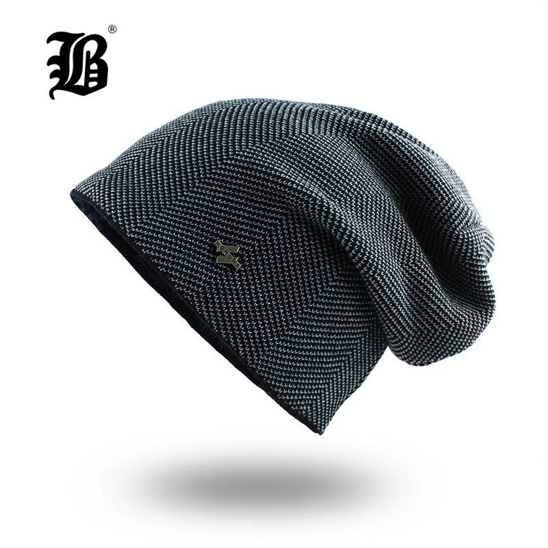 

[FLB] Winter Hats For Men Beanies Bonnet Knitted Men's Casual Bonnets Plaid Gorras Warm Thicker Double Layer Skullies CapsF17067
