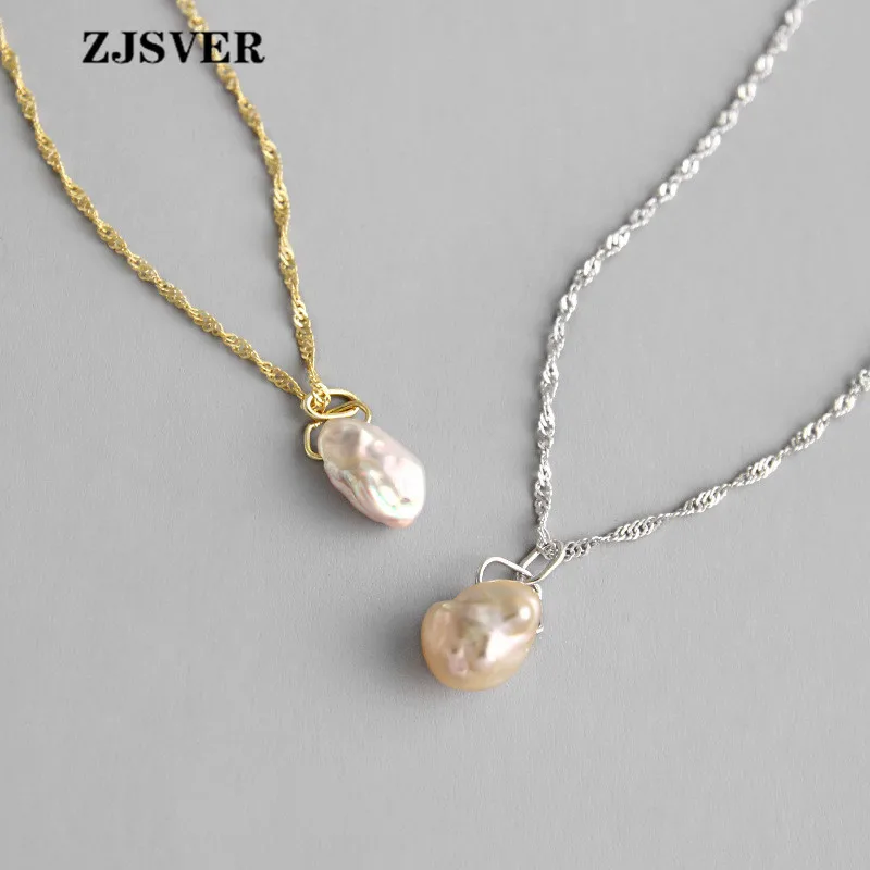 ZJSVER Irregular Pearl Pendant Minimalist Golden/Silver Chain 925 Sterling Silver Women Necklace For Fine Jewelry Present
ZJSVER Irregular Pearl Pendant Minimalist Golden/Silver Chain 925 Sterling Silver Women Necklace For Fine Jewelry Present