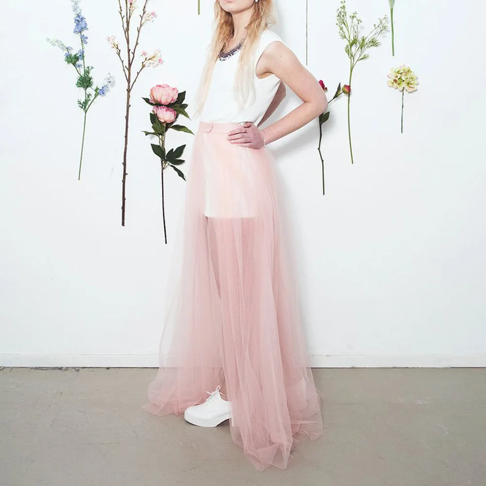 Trendy See Thru Pink Bridal Detachable Train 2019 A-line Women Tulle Skirt 3 Layer Tulle Summer Female Tutu Overskirt
Trendy See Thru Pink Bridal Detachable Train 2019 A-line Women Tulle Skirt 3 Layer Tulle Summer Female Tutu Overskirt