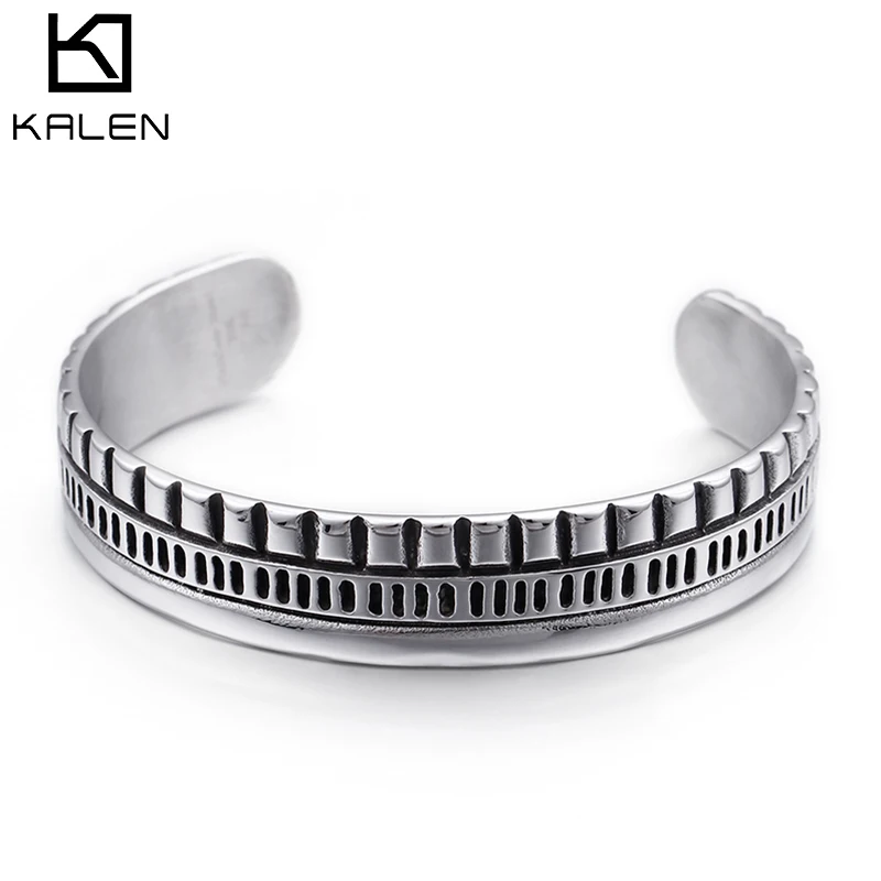 KALEN Stainless Steel Silver Open Cuff Bangles For Men Simple Style Grid Shaped Charm Bracelet & Bangle Jewelry
KALEN Stainless Steel Silver Open Cuff Bangles For Men Simple Style Grid Shaped Charm Bracelet & Bangle Jewelry