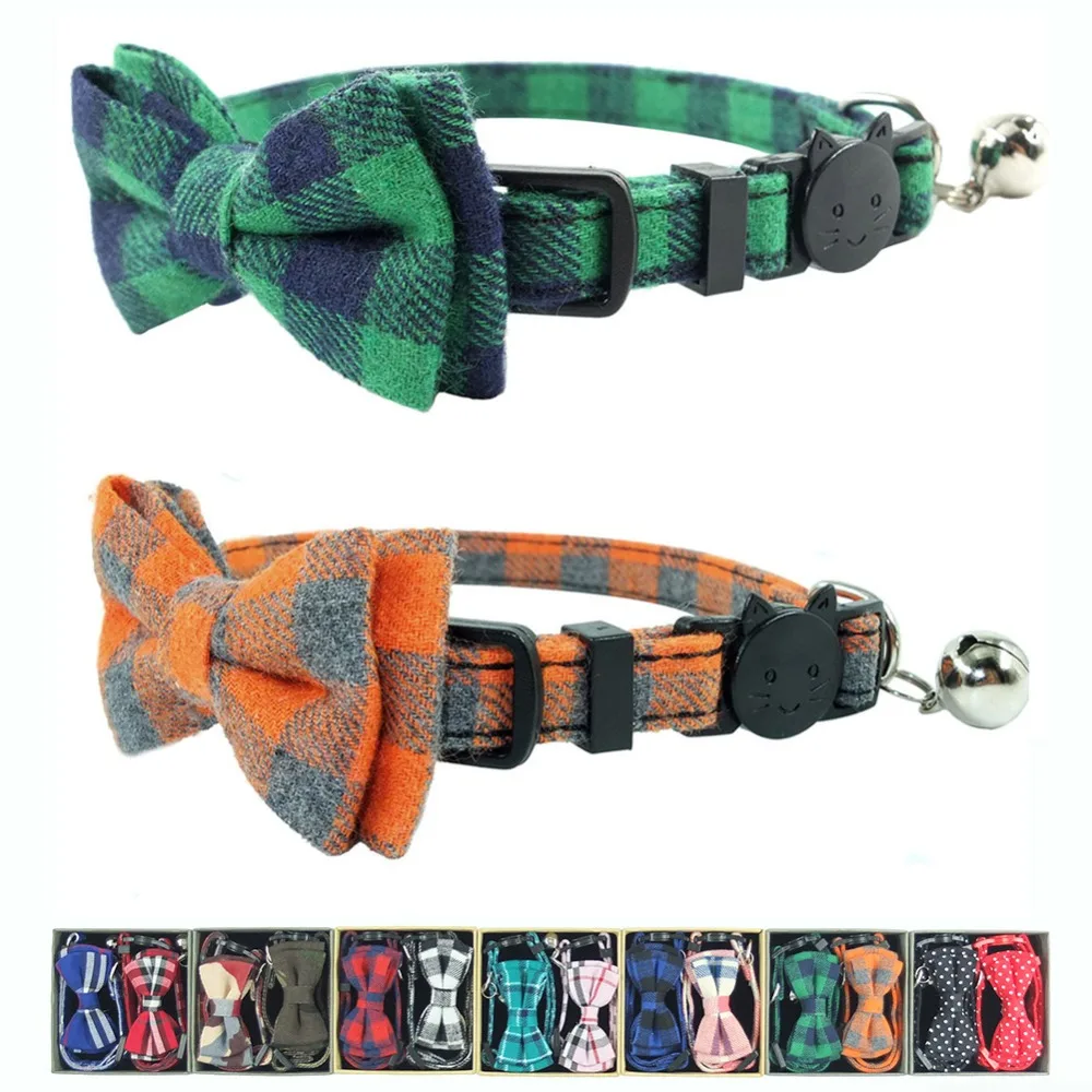 2PCS/PACK Cat Collar Breakaway Bowtie Accessories Green Yellow Plaid Quick Release Soft Cat Kitty Collars for Puppies 17-28cm
2PCS/PACK Cat Collar Breakaway Bowtie Accessories Green Yellow Plaid Quick Release Soft Cat Kitty Collars for Puppies 17-28cm