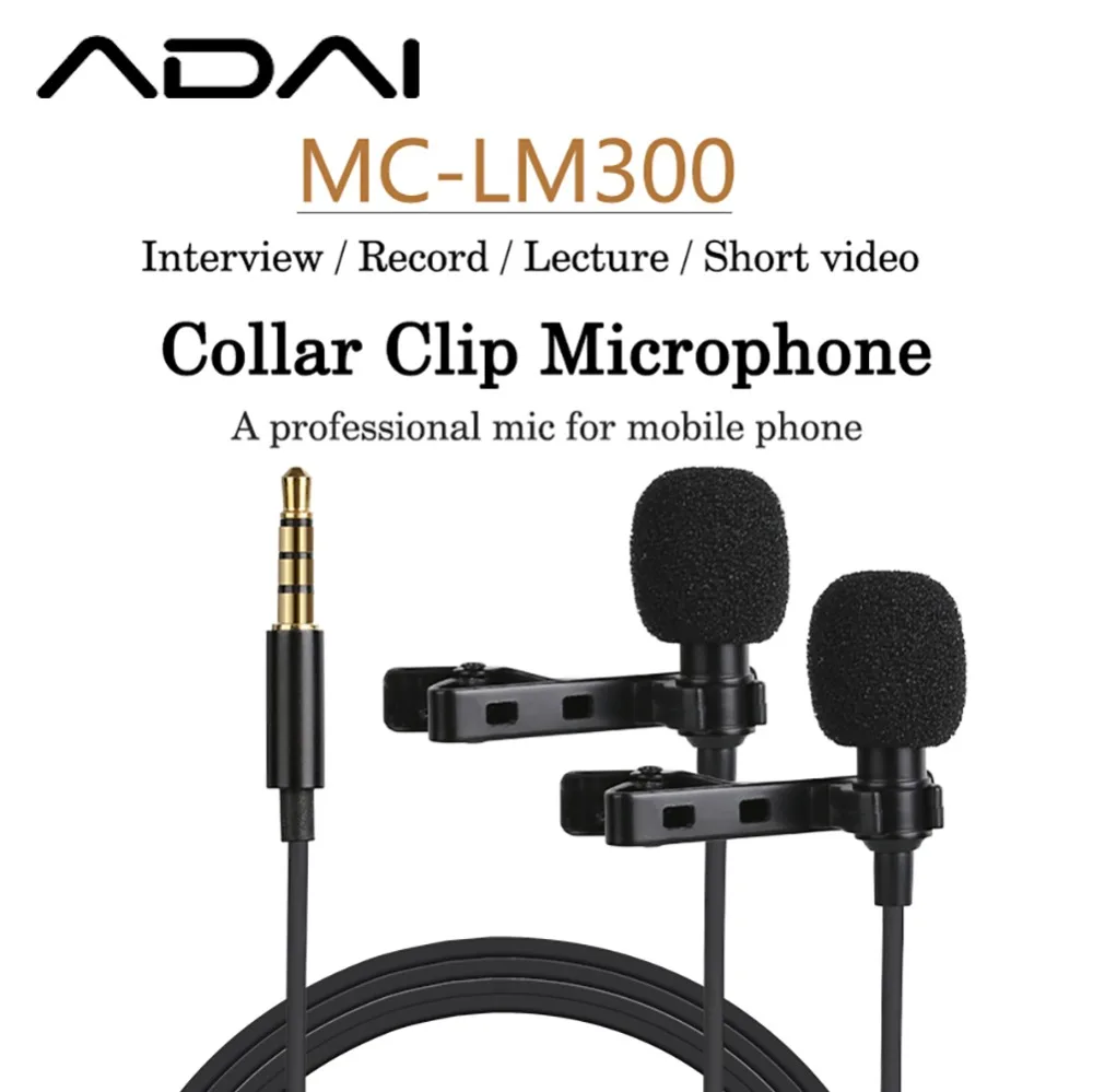 ADAI LM300 Dual Lavalier Microphone Omni-directional Condenser for DSLR Camera 4m - Camera Accessories Microphones Dual Lavalier
ADAI LM300 Dual Lavalier Microphone Omni-directional Condenser for DSLR Camera 4m - Camera Accessories Microphones Dual Lavalier