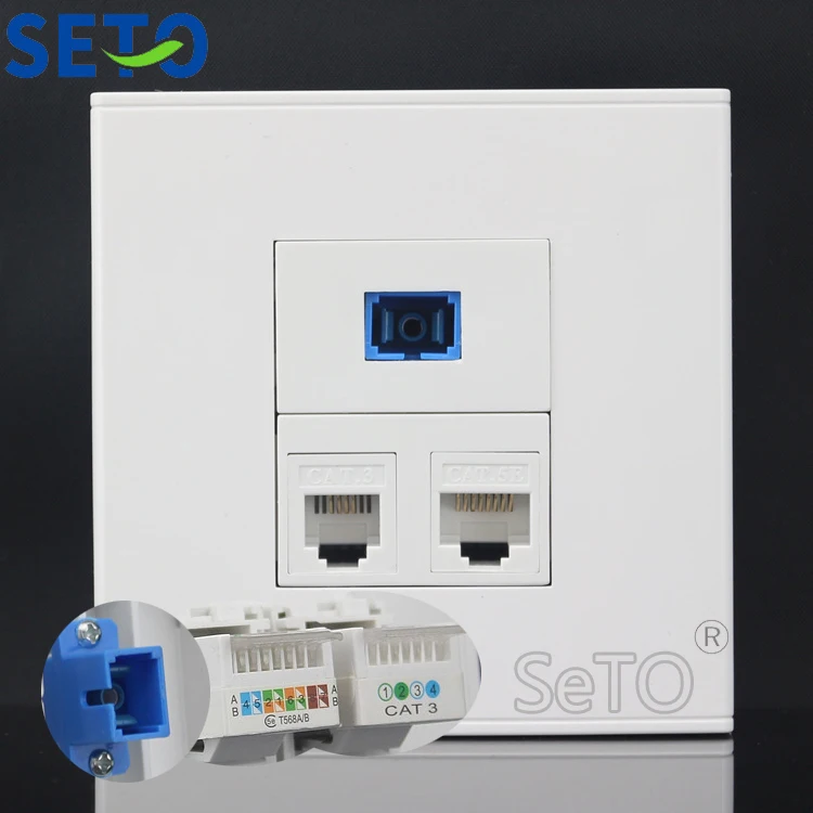 SeTo 86 Тип RJ45 Cat5e сеть Lan + SC RJ11 Cat3 Телефонная настенная пластина разъем Keystone Лицевая