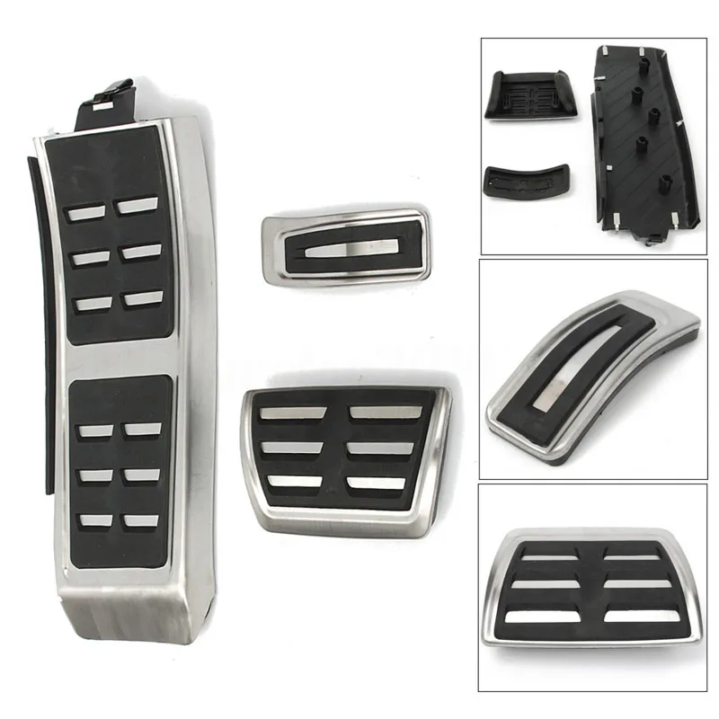 3pcs/set Car Foot Rest Fuel Brake Pedal Plate Cover Set For AUDI A4 S4 A5 A6 Q5 S5 A7