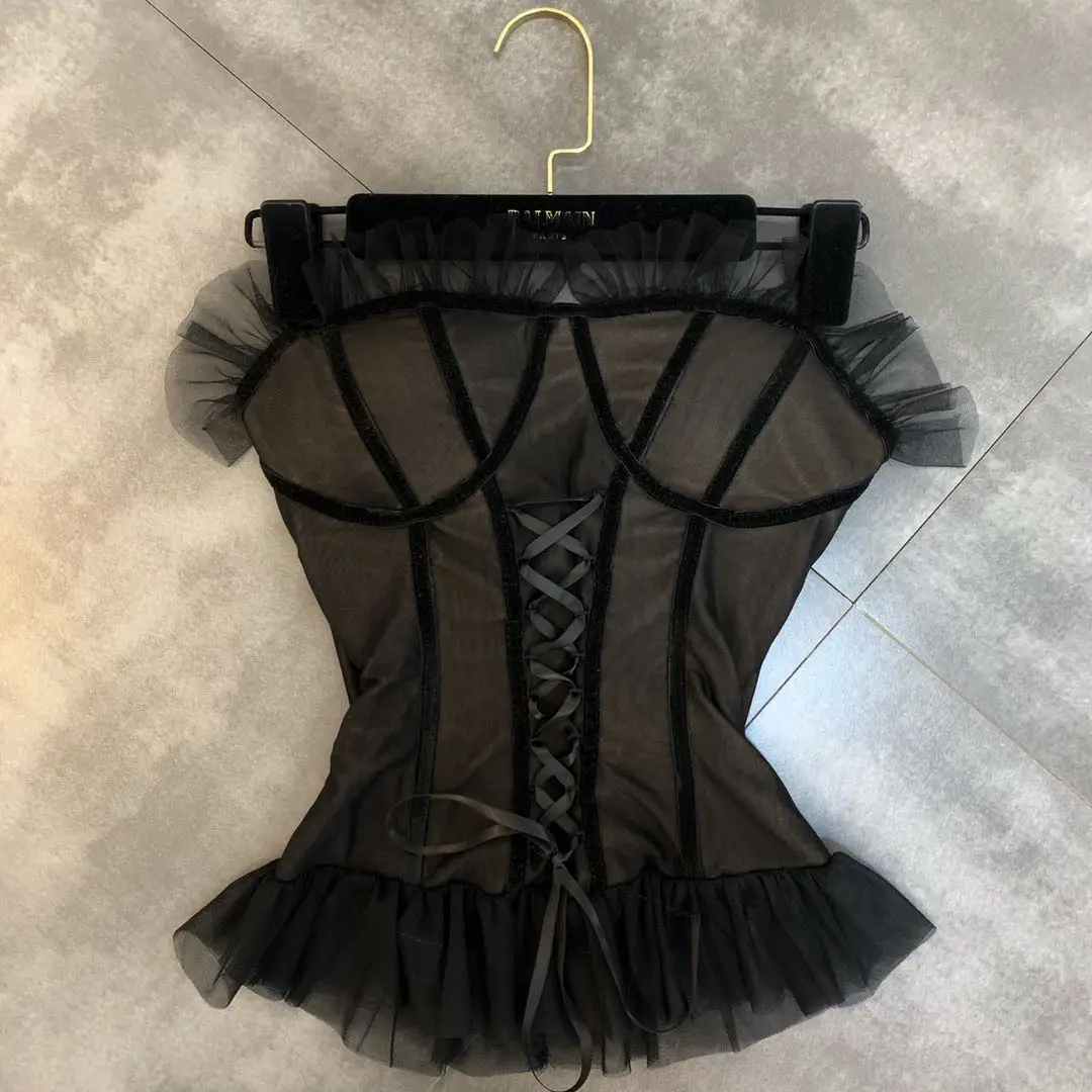 Black velvet side mesh vest female 2019 new sexy wrapped chest tight-fitting short paragraph top
Black velvet side mesh vest female 2019 new sexy wrapped chest tight-fitting short paragraph top