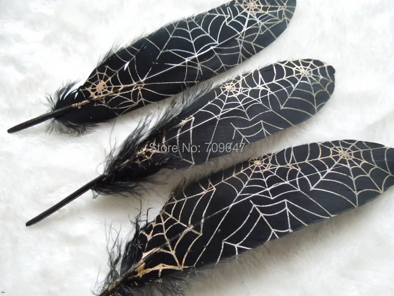 50Pcs/lot!13-20cm-Gold Painting-Black Goose Satinettes Feathers with Gold Spider Web Painted -Perfect for Earrings,Bridal Table
50Pcs/lot!13-20cm-Gold Painting-Black Goose Satinettes Feathers with Gold Spider Web Painted -Perfect for Earrings,Bridal Table
