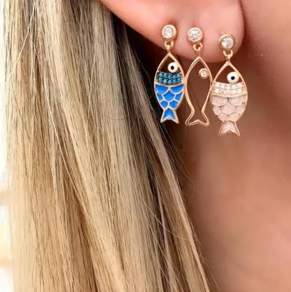 3-piece Set Lady's Earrings Hollow Metal Fish Earrings Ocean Three Fish Fashion colourful Creative Boho Hot Selling New
3-piece Set Lady's Earrings Hollow Metal Fish Earrings Ocean Three Fish Fashion colourful Creative Boho Hot Selling New