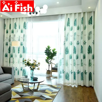 Green Plantain Leaves Simple Modern Cotton and Linen Semi-shade Creative Curtains For Living Room Print Fern Sheer WP214-30
Green Plantain Leaves Simple Modern Cotton and Linen Semi-shade Creative Curtains For Living Room Print Fern Sheer WP214-30
