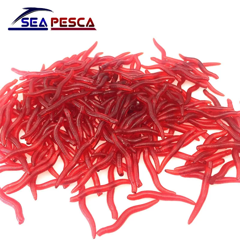 SEAPESCA 50 шт./лот пахнущая красная червячная приманка 35 мм 0 25 г Мягкая для ловли