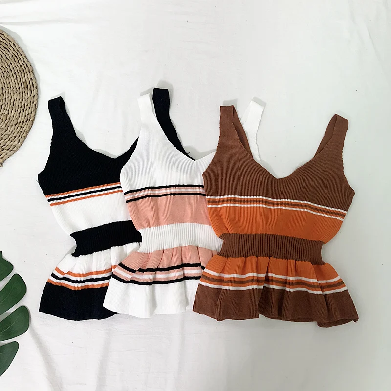 Waist Ruffle Top Women V Neck Striped 2019 Summer Tank Top Women Patchwork Casual Streetwear Regular Sleeveless Top Women G492
Waist Ruffle Top Women V Neck Striped 2019 Summer Tank Top Women Patchwork Casual Streetwear Regular Sleeveless Top Women G492