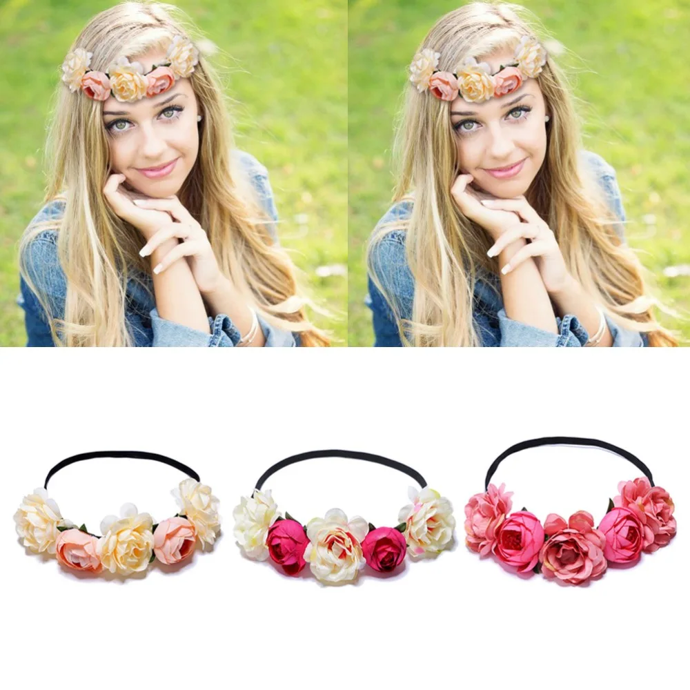 

MISM Rose Garland Women Hair Bands Crown On The Head Bohemia Flower Wreath For Girls Bride Bridesmaid Accessoires Cheveux Femme