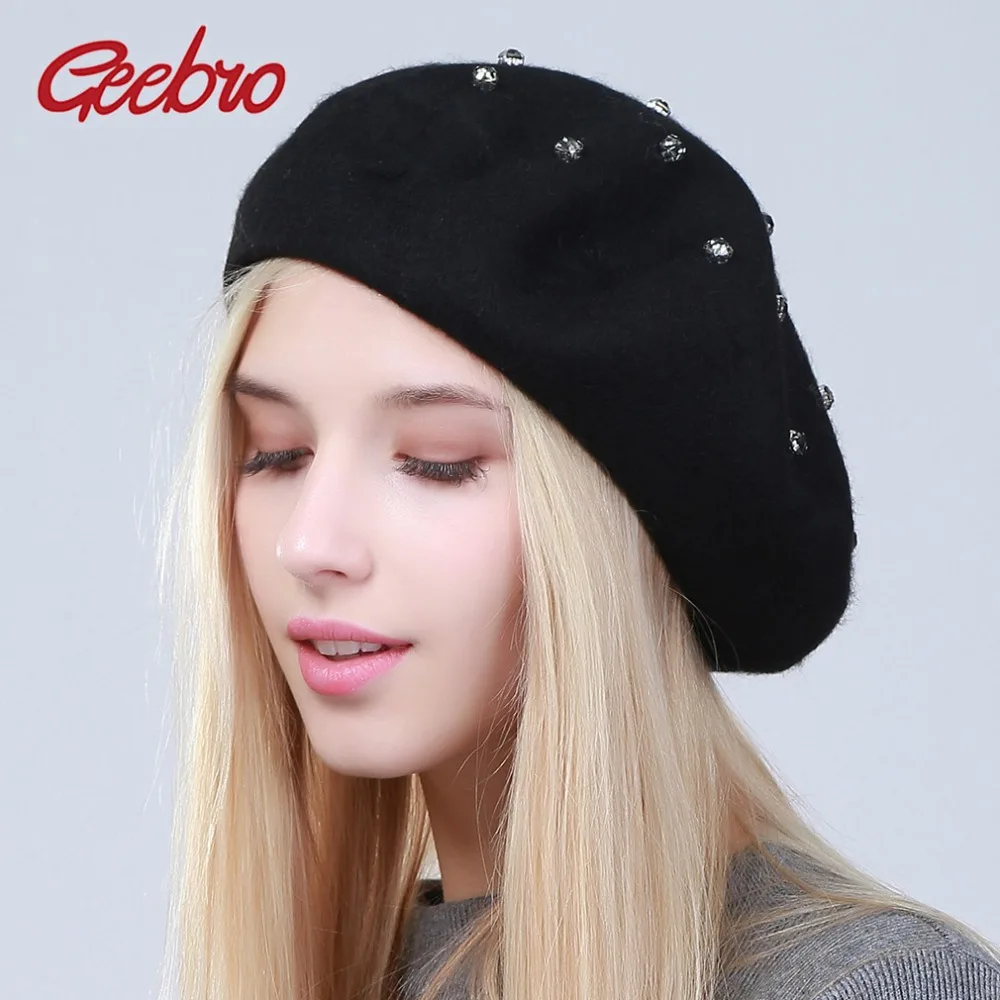 Geebro Women's Beret Hat Fashion Solid Color Wool Knitted Berets With Rhinestones Ladies French Artist Beanie Beret Hat GS104
Geebro Women's Beret Hat Fashion Solid Color Wool Knitted Berets With Rhinestones Ladies French Artist Beanie Beret Hat GS104