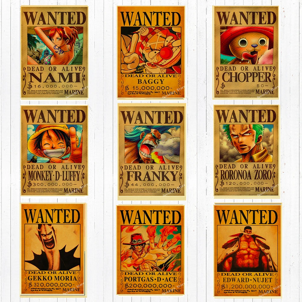 ONE PIECE Wanted Monkey D Luffy Canvas Painting Vintage Wall Kraft Posters Coated Stickers Home Decor Picture for Living Room
ONE PIECE Wanted Monkey D Luffy Canvas Painting Vintage Wall Kraft Posters Coated Stickers Home Decor Picture for Living Room