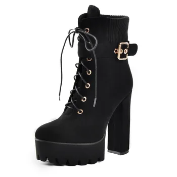 Onlymaker Platform 3cm Flock Ankle Boots Blcak Chunky high heels Buckle Strap Plus Size US15 for Lady boot Cosplay Shoes 
Onlymaker Platform 3cm Flock Ankle Boots Blcak Chunky high heels Buckle Strap Plus Size US15 for Lady boot Cosplay Shoes