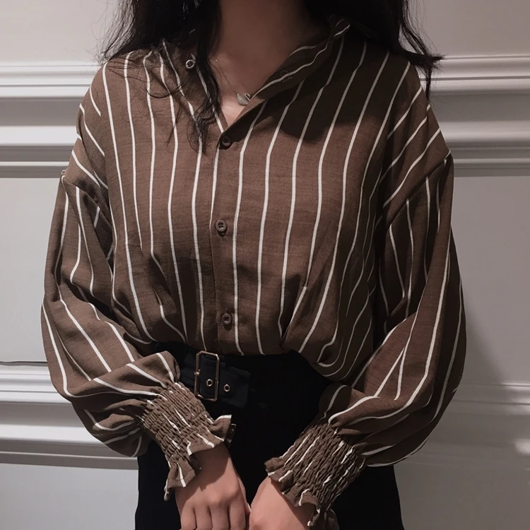 Autumn Spring Vintage blouse For women in stripes thin stand collar blouse homemade Women's classic style blouse
Autumn Spring Vintage blouse For women in stripes thin stand collar blouse homemade Women's classic style blouse