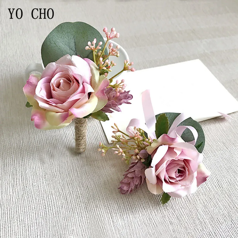 YO CHO Wedding Accessories Boutonnieres Pink Roses Silk Wrist Corsage Bracelet Wedding Boutonniere for Guests Marriage Corsages
YO CHO Wedding Accessories Boutonnieres Pink Roses Silk Wrist Corsage Bracelet Wedding Boutonniere for Guests Marriage Corsages