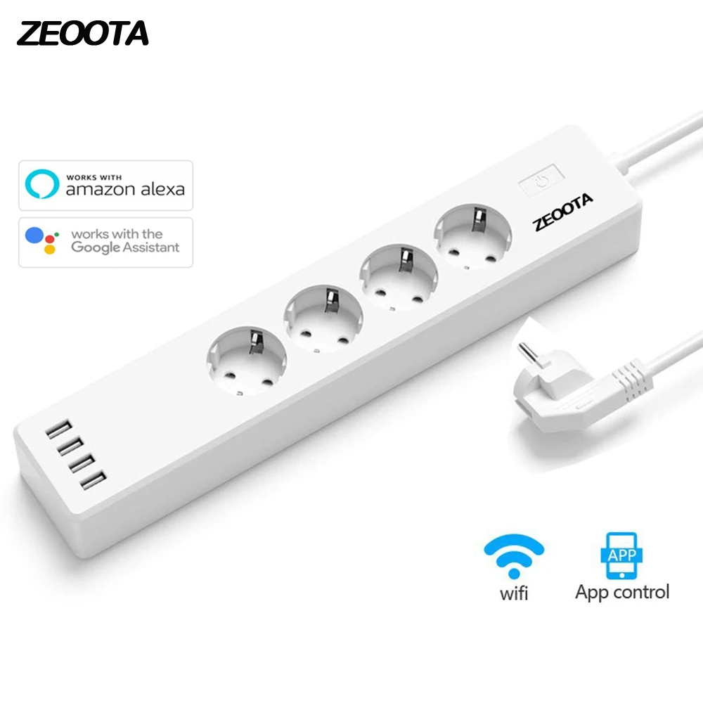 Wifi Smart Power Strip 4 EU Outlets Plug Socket with USB 4 Charging Port,App Voice Control Work with Alexa,Google Home Assistant
Wifi Smart Power Strip 4 EU Outlets Plug Socket with USB 4 Charging Port,App Voice Control Work with Alexa,Google Home Assistant
