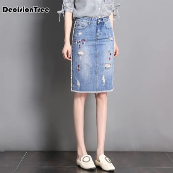 2020 plus high waist denim skirts womens style floral embroidered short jeans straight skirt button casual saia
2020 plus high waist denim skirts womens style floral embroidered short jeans straight skirt button casual saia