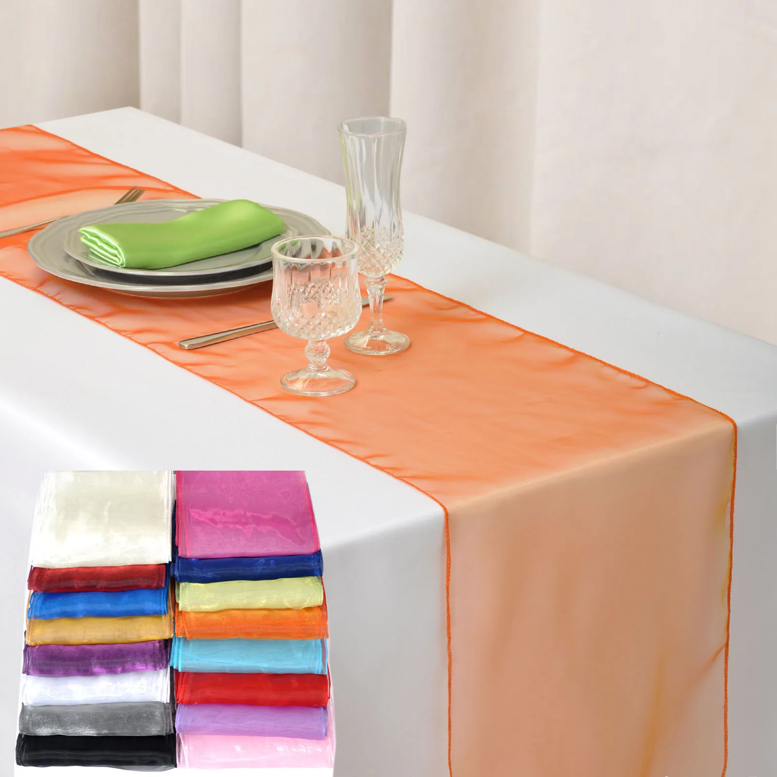 10pcs/lot 12"x108" Organza Table Runners Wedding Banquet Supply Party Decoration 30CM x 275CM Lot Color
10pcs/lot 12"x108" Organza Table Runners Wedding Banquet Supply Party Decoration 30CM x 275CM Lot Color