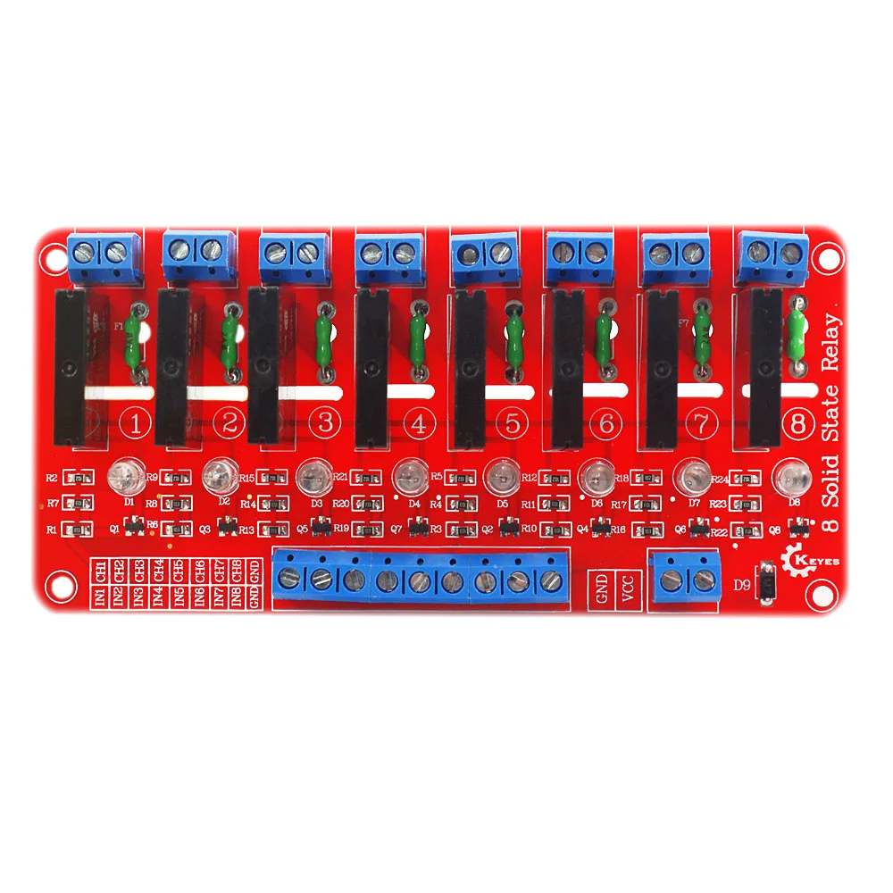 

Keyes 5V DC 1 / 2 / 4 / 8 Channel contact solid state relay(red) board module for Arduino