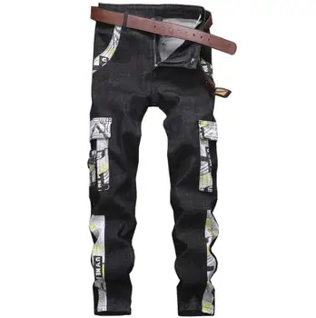 Men's Multi Pockets Pachwork Skinny Jeans Black Stretch Denim Jeans Slim Hip Hop Trousers 1901
Men's Multi Pockets Pachwork Skinny Jeans Black Stretch Denim Jeans Slim Hip Hop Trousers 1901