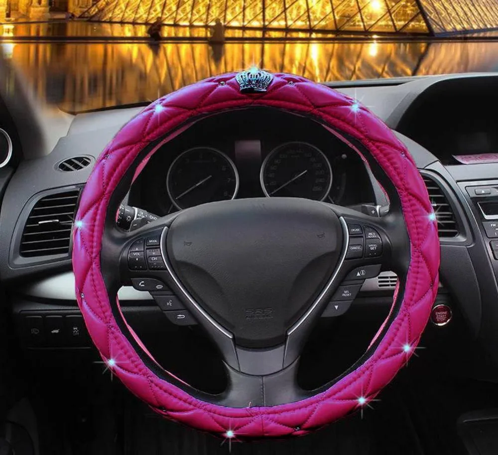 Women PU Leather Car Steering Wheel Cover Bling Bling Rhinestones Crystal PU Leather Car Styling Auto Accessories
Women PU Leather Car Steering Wheel Cover Bling Bling Rhinestones Crystal PU Leather Car Styling Auto Accessories