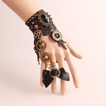 Vintage Gear Victorian Gothic Steampunk Bracelet Wristband with Ring Lace Bowknot Wrist Cuff Cosplay Accessories Gift Drop Ship
Vintage Gear Victorian Gothic Steampunk Bracelet Wristband with Ring Lace Bowknot Wrist Cuff Cosplay Accessories Gift Drop Ship