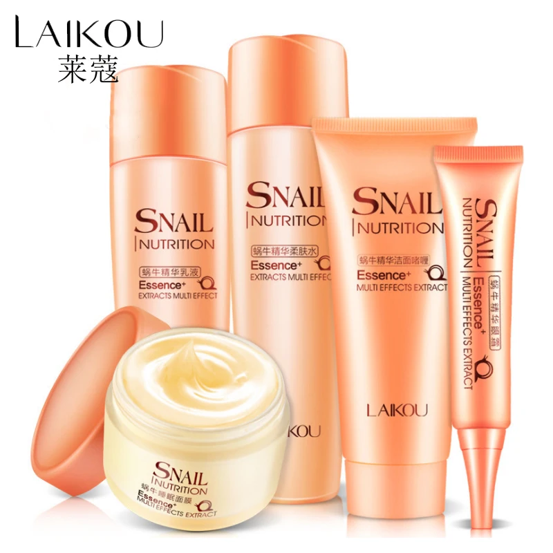 LAIKOU Snail Repair Skin Care Set Pack of 5 Foam Cleanser Moisturizing Cream Facial Cleanser+Toner+Lotion+Eye Cream Anti Aging
LAIKOU Snail Repair Skin Care Set Pack of 5 Foam Cleanser Moisturizing Cream Facial Cleanser+Toner+Lotion+Eye Cream Anti Aging