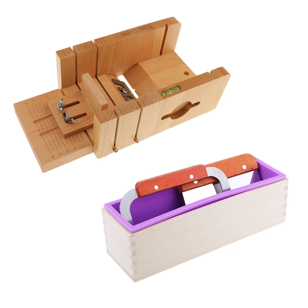 4pcs/set Multifunctional Soap Cutter Planer Silicone Mold Loaf with Wood Box Wavy & Straight Stainless Steel | Дом и сад