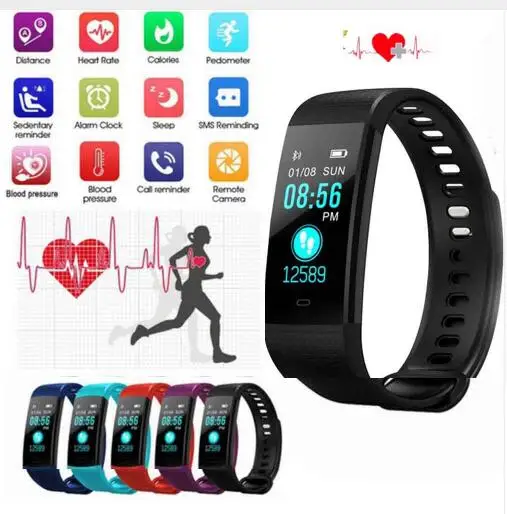 

Smart Bracelet Color Screen Y5 Smartband Heart Rate Monitor Blood Pressure Measurement Fitness Bluetooth Tracker Smart Watch Men